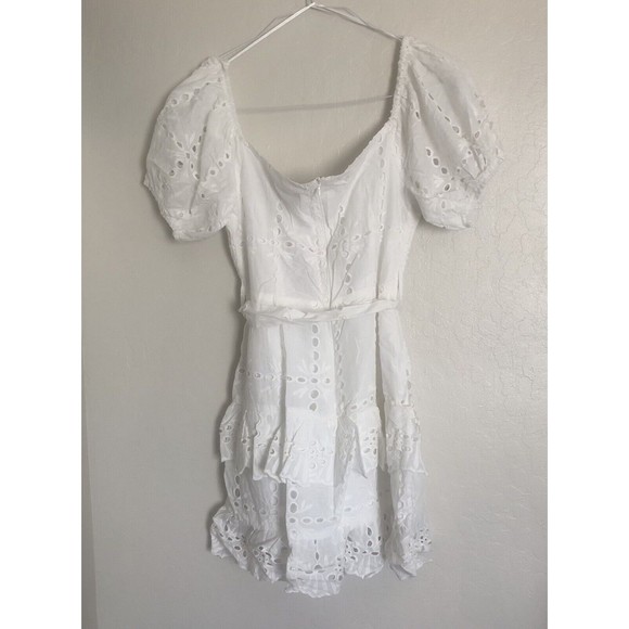 Luvalot Dress Eyelet Mini Puff Sleeves White Size 8 NWT - Picture 1 of 12